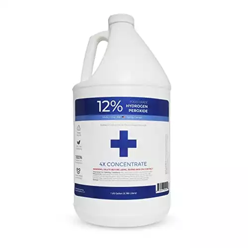 12% Hydrogen Peroxide (1 Gallon) Pure Food Grade H2O2 & Water - Made in USA - Ecofriendly BPA Free - Simple & Pure Cleaning Solution