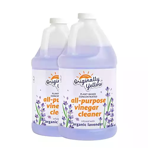 Originally Yellow, Distilled White Vinegar for Cleaning | All-Purpose Cleaning Vinegar Concentrate | Infused With Organic Lavender | 64oz x 2 pieces