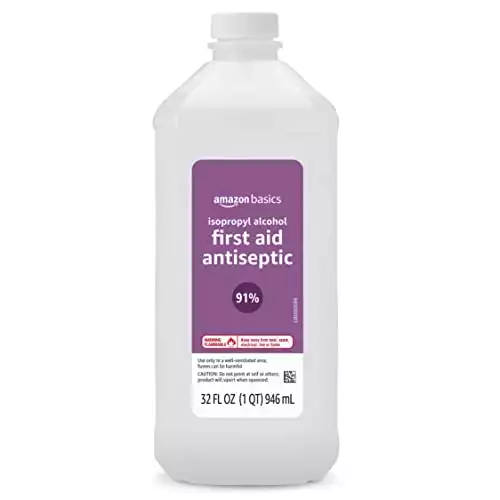 Amazon Basics 91% Isopropyl Alcohol First Aid Antiseptic, Unscented 32 Fl Oz (Pack of 1) (Previously Solimo)